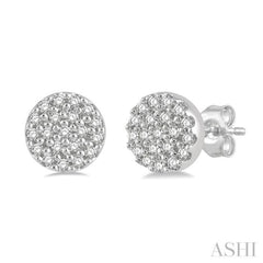 1/8 Ctw Disc Shape Round Cut Diamond Petite Fashion Earring in 10K White Gold