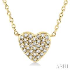 1/8 Ctw Heart Charm Round Cut Diamond Pendant in 10K Yellow Gold