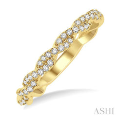 1/4 Ctw Entwined Round Cut Diamond Stackable Twist Ring in 14K Yellow Gold