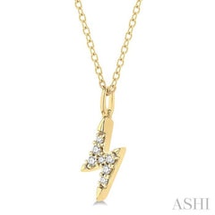 1/10 Ctw Lightning Bolt Round Cut Diamond Petite Fashion Pendant With Chain in 10K Yellow Gold