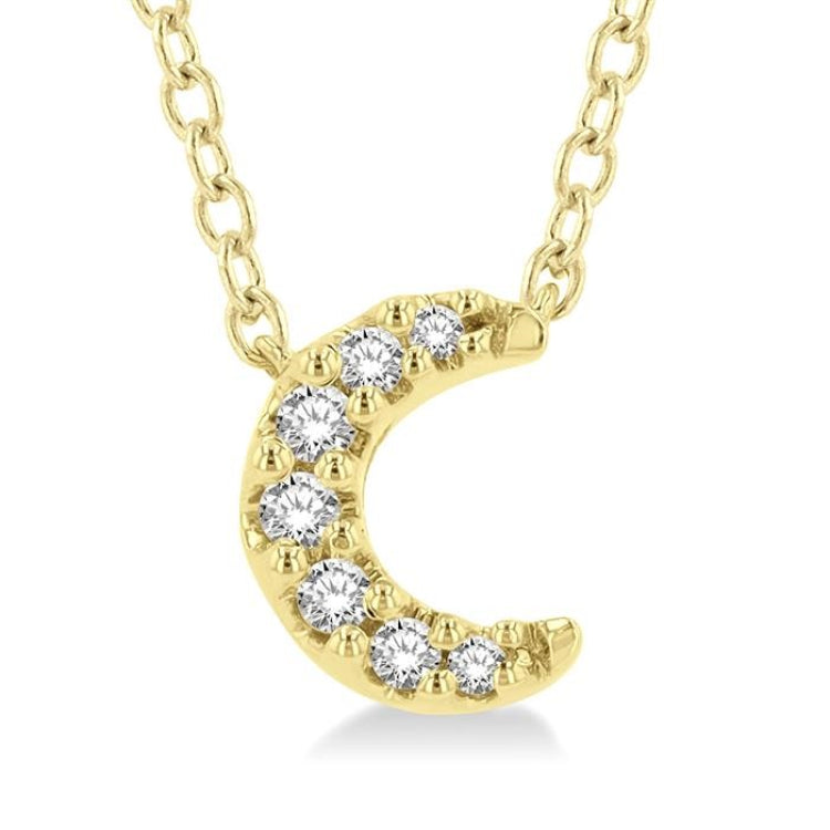 1/20 Ctw Crescent Round Cut Diamond Petite Fashion Pendant With Chain in 10K Yellow Gold