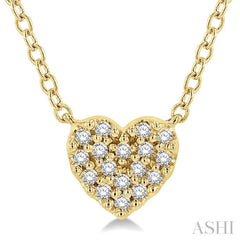 1/10 Ctw Heart Charm Round Cut Diamond Petite Fashion Pendant With Chain in 10K Yellow Gold