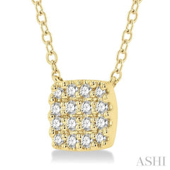 1/8 Ctw Cushion Shape Round Cut Diamond Petite Fashion Pendant With Chain in 10K Yellow Gold