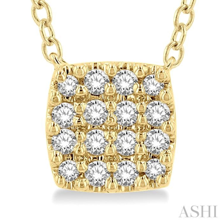 1/8 Ctw Cushion Shape Round Cut Diamond Petite Fashion Pendant With Chain in 10K Yellow Gold