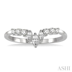 1/3 Ctw Chevron Asymmetric Marquise and Round Cut Diamond Fashion Ring in 14K White Gold