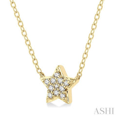 1/10 Ctw Star Round Cut Diamond Petite Fashion Pendant With Chain in 10K Yellow Gold