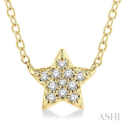 1/10 Ctw Star Round Cut Diamond Petite Fashion Pendant With Chain in 10K Yellow Gold