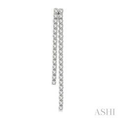 1 3/4 Ctw Twin Line Round Cut Diamond Tennis Earring in 14K White Gold