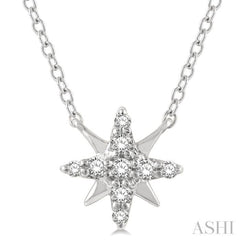 1/10 Ctw Star Round Cut Diamond Petite Fashion Pendant With Chain in 10K White Gold