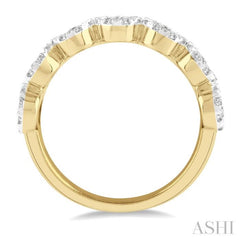 1 Ctw Jointed Circular Mount Lovebright Diamond Cluster Ring in 14K Yellow and White Gold