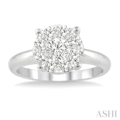 1 Ctw Round Cut Lovebright Diamond Ring in 14K White Gold