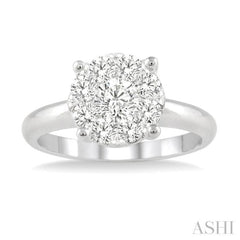 3/4 Ctw Lovebright Round Cut Diamond Ring in 14K White Gold