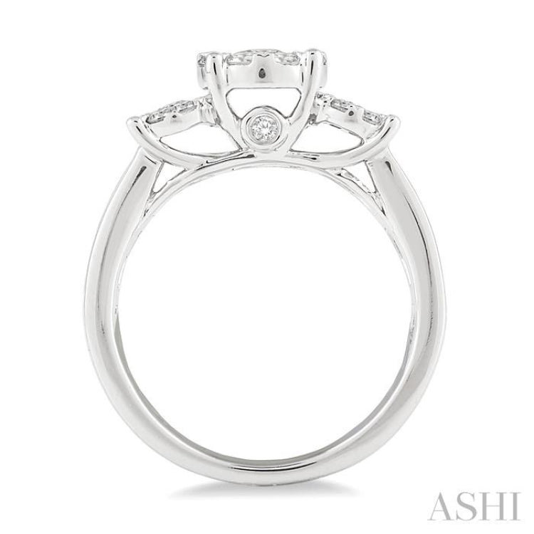 3/4 Ctw Lovebright Round Cut Diamond Ring in 14K White Gold