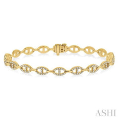 1 Ctw Mariner Link Round Cut Diamond Bracelet in 14K Yellow Gold