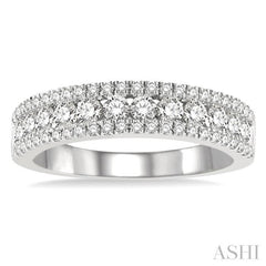 1 Ctw Channel Round Cut Diamond Wedding Band in 14K White Gold