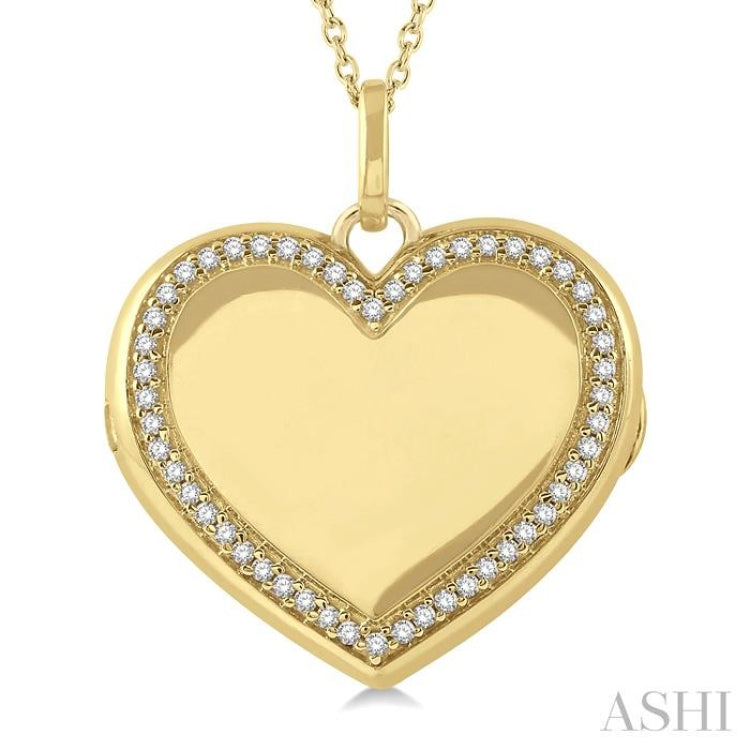 1/4 Ctw Heart Round Cut Diamond Locket Pendant With Chain in 10K Yellow Gold