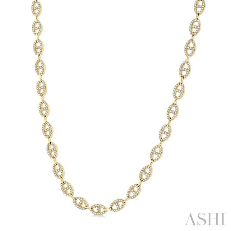 1 1/2 Ctw Mariner Link Round Cut Diamond Necklace in 14K Yellow Gold