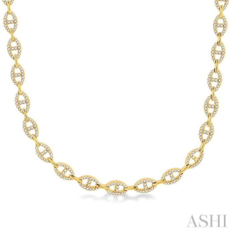 1 1/2 Ctw Mariner Link Round Cut Diamond Necklace in 14K Yellow Gold