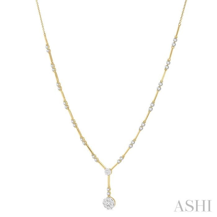 1 7/8 ctw Circular Bar Link Lovebright Round Cut Diamond Necklace in 14K Yellow and White Gold