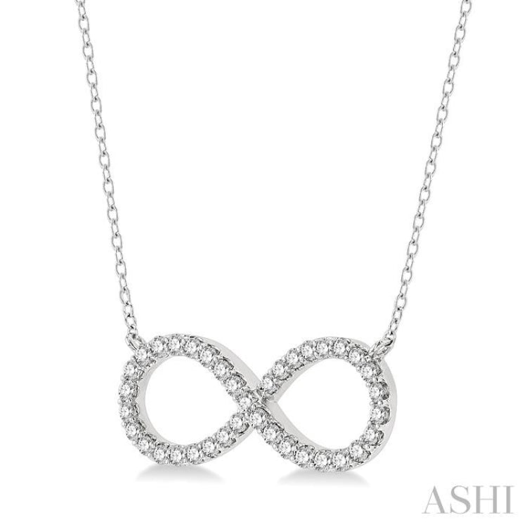 1 Ctw Round Cut Diamond Infinity Pendant in 14K White Gold