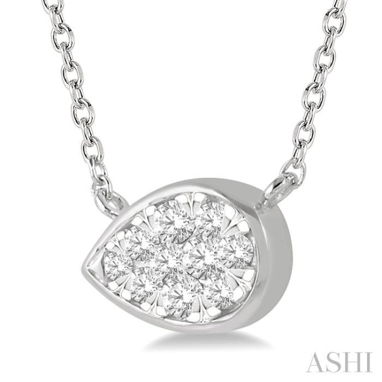 1/6 Ctw Pear Shape Lovebright Diamond Necklace in 14K White Gold