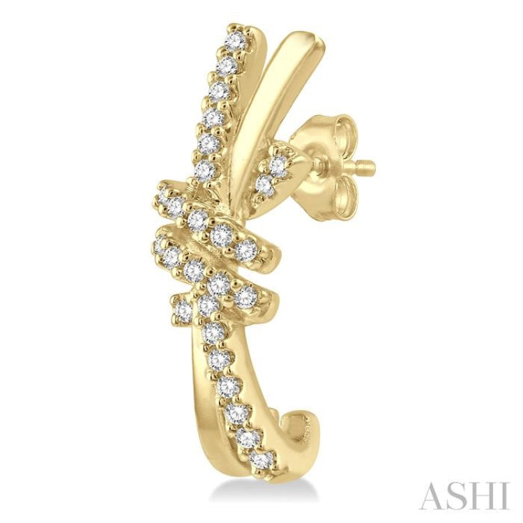 1/5 Ctw Love Knot Round Cut Diamond Earring in 10K Yellow Gold