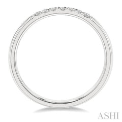 1/10 Ctw Straight Row Center Single Cut Diamond Stackable Fashion Petite Band in 10K White Gold