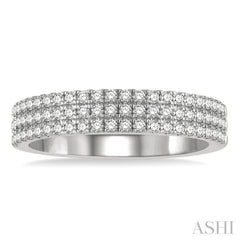 1/2 Ctw Triple Row Round Cut Diamond Wedding Band in 14K White Gold