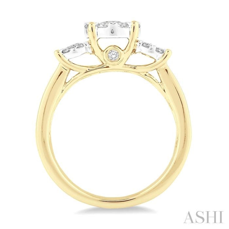 3/4 Ctw Lovebright Round Cut Diamond Ring in 14K Yellow and White Gold