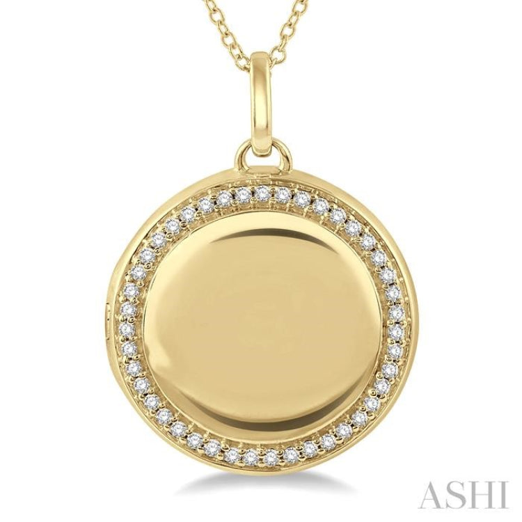 1/4 Ctw Round Cut Diamond Circle Locket Pendant With Chain in 10K Yellow Gold