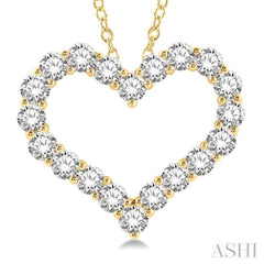 3 Ctw Heart Shape Round Cut Diamond Pendant With Chain in 14K Yellow Gold