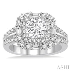 1 Ctw Diamond Semi-mount Engagement Ring in 14K White Gold