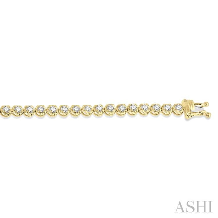 2 Ctw Round Cut Diamond Illusion Tennis Bracelet in 10K Yellow Gold