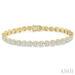 5 Ctw Round Cut Diamond Lovebright Tennis Bracelet in 14K Yellow and White Gold