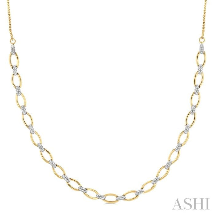 1 Ctw Round Cut Diamond Oval Shape Link Necklace in 14K Yellow Gold