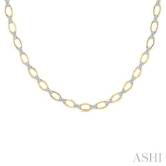 1 Ctw Round Cut Diamond Oval Shape Link Necklace in 14K Yellow Gold