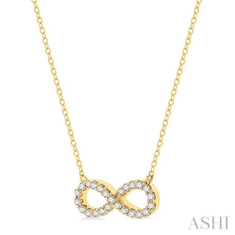 1/4 Ctw Round Cut Diamond Infinity Necklace in 14K Yellow Gold