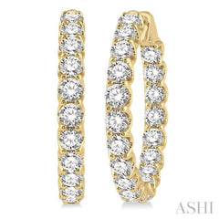 10 Ctw Inside-Out Round Cut Diamond Hoop Earrings in 14K Yellow Gold