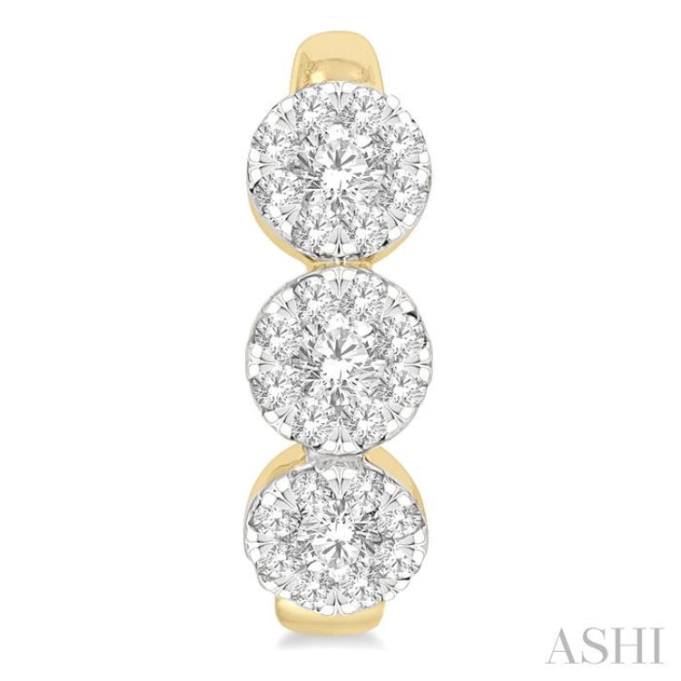 3/8 ctw Lovebright Round Cut Diamond Half Hoop Earring in 14K Yellow and White Gold