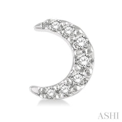 1/10 Ctw Crescent Moon Round Cut Diamond Petite Fashion Earring in 14K White Gold