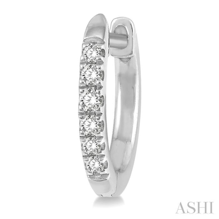 1/8 Ctw Round Cut Diamond Huggie Earrings in 14K White Gold