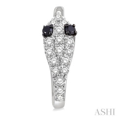 1/4 Ctw Serpent Head With Black Diamond Eyes Round Cut Diamond Huggie Petite Earrings in 14K White Gold