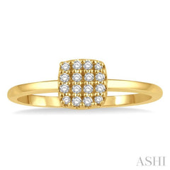 1/8 Ctw Cushion Shape Round Cut Diamond Petite Fashion Ring in 14K Yellow Gold