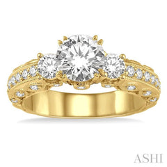 3/4 Ctw Diamond Semi-Mount Engagement Ring in 14K Yellow Gold