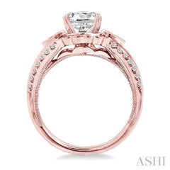 1 1/2 Ctw Diamond Engagement Ring with 3/4 Ct Round Cut Center Stone in 14K Rose Gold