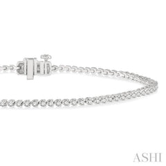 1 Ctw Tri-Prong Round Cut Diamond Tennis Bracelet in 14K White Gold