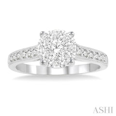 3/4 Ctw Lovebright Round Cut Diamond Engagement Ring in 14K White Gold