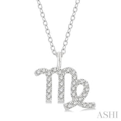 1/8 Ctw Virgo Round Cut Diamond Zodiac Pendant With Chain in 10K White Gold