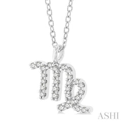 1/8 Ctw Virgo Round Cut Diamond Zodiac Pendant With Chain in 10K White Gold