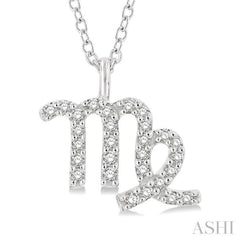 1/8 Ctw Virgo Round Cut Diamond Zodiac Pendant With Chain in 10K White Gold